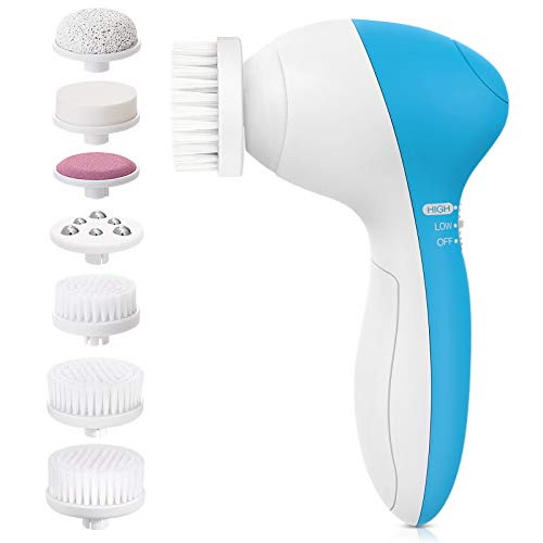Facial Cleansing Brush -Newest 2020-  PIXNOR Waterproof Face Spin Brush with 7 Brush Heads for Deep Cleansing  Gentle Exfoliating  Removing Blackhead