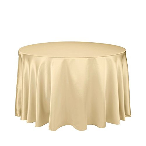 LinenTablecloth 108-Inch Round Satin Tablecloth Gold