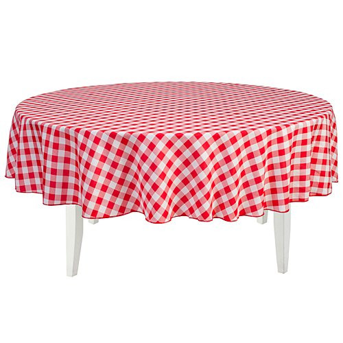 LinenTablecloth 90-Inch Round Polyester Tablecloth Red & White Checker