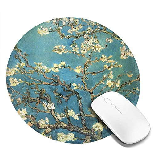 Mouse Pad Vincent Van Gogh Blossoming Almond Tree Anti Slip Rubber Round Mousepads Desktop Notebook Mouse Mat for Working and Gaming