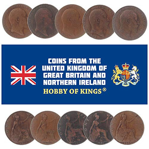 LOT of 10 Great Britain United Kingdom 1 Penny Coins King Edward VII 1902-1910 LOT of 10 Great Britain United Kingdom 1 Penny Coins King Edward VII 1902-1910