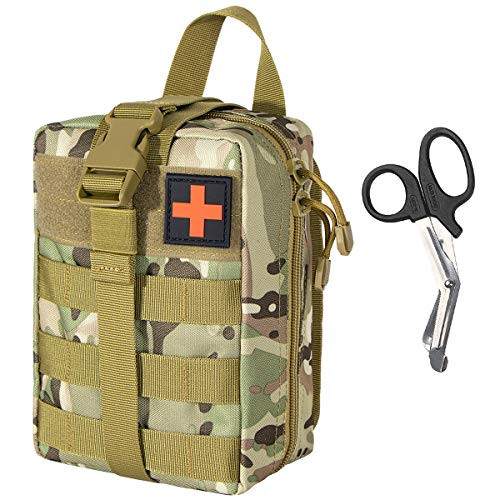 IronSeals Tactical Molle Quick Rip-Away Compact EMT Pouch High Capacity Medical First Aid Utility Waist Bag with EMT Shears
