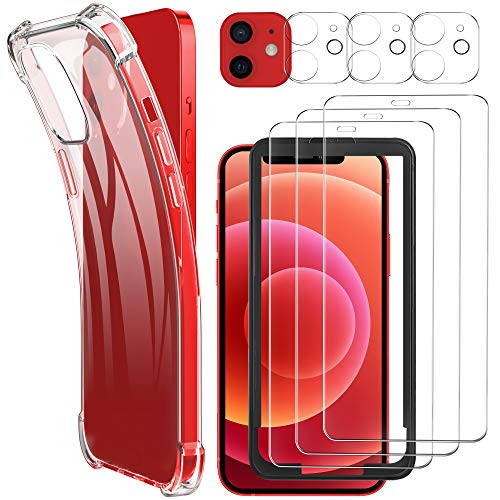 Luibor compatible with iPhone 12 Screen Protector-3 Pack-- compatible with iPhone 12 Case  compatible with iPhone 12 Camera Lens Protector  Shockproof