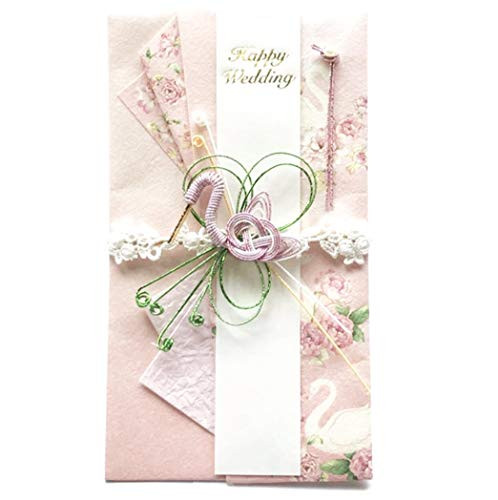 Frontia Shugi-Bukuro 7-3x4-1 Flower Crane Natural pearl Lace Decorative Japanese Traditional Money Gift Envelope for Wedding Washi Mizuhiki Handmade