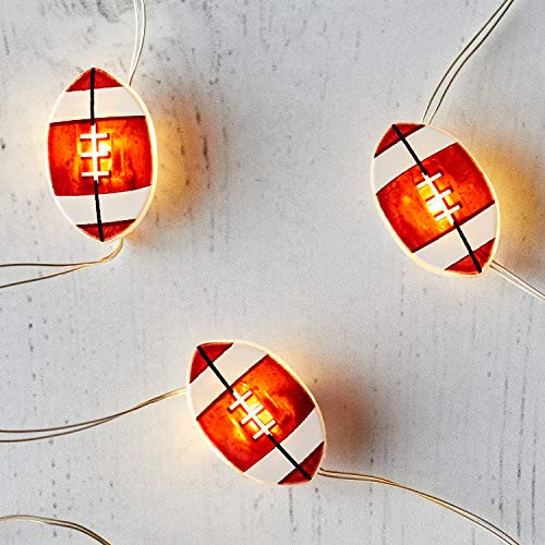 Lights4fun  Inc- 20 American Football Battery Operated Micro LED Indoor Silver Wire String Lights