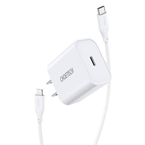 iPhone Fast Charger MFi Certified CHOETECH USB C Charger Power Delivery PD Wall Charger 18W with USB-C to Lightning Cable for iPhone 11 Pro Max-XR-XS iPhone Fast Charger MFi Certified CHOETECH USB C Charger Power Delivery PD Wall Charger 18W with USB-C to Lightning Cable for iPhone 11 Pro Max-XR-XS