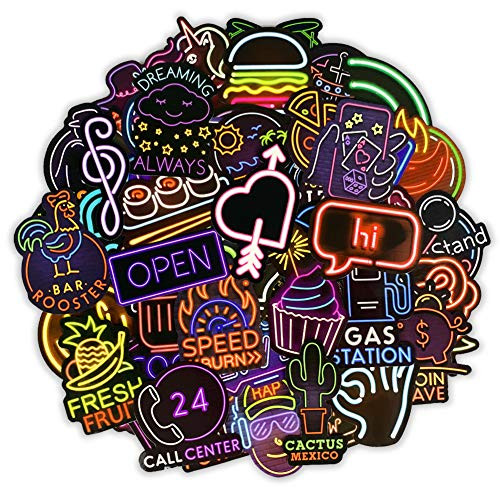 JOKOVIAN 50Pcs Neon Light Vinyl Waterproof Stickers for Laptop Water Bottle Hydroflasks Skateboard Phone Cool Aesthetic Stickers for Kids Teens Girls JOKOVIAN 50Pcs Neon Light Vinyl Waterproof Stickers for Laptop Water Bottle Hydroflasks Skateboard Phone Cool Aesthetic Stickers for Kids Teens Girls