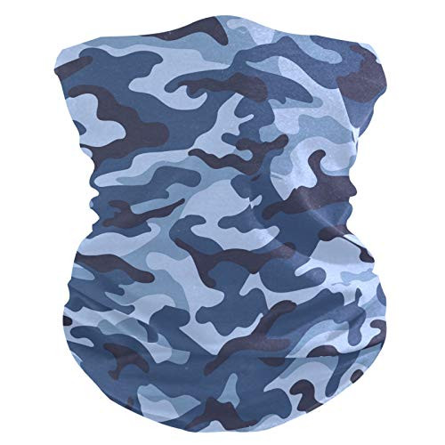 Bardic Face Mask Blue Camouflage Classic Reusable Cloth Face Mask Washable Bandana Balaclava for Man Woman