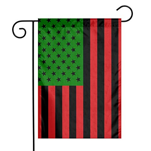 YANGHOME Uas African American Afro Pan Black and Green Red Flax Nylon Burlap Linen Fabric Garden Flag Farmhouse Decorations Mailbox Decor Welcome Sign