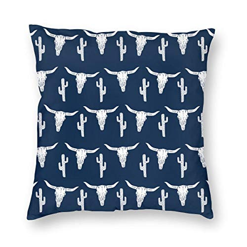 WAZHIJIA Decorative Throw Pillow Covers 18 X 18 Inch Cotton Linen Cushion Cover Square Pillow Cases for Car Sofa Home Decor Skull Cow Cactus