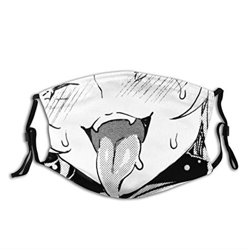 Petirmoso Ahegao Adult Washable Reusuable Face Fashion Mask Dust Mouth Adjustable Earloop Black