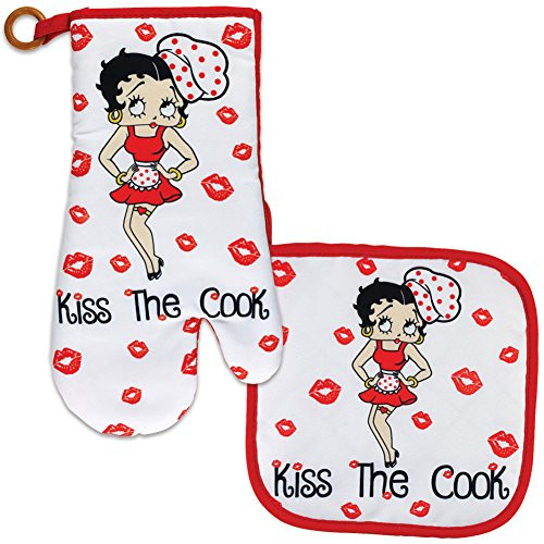 Betty Boop Oven Mitt & Pot Holder Set Kiss The Cook