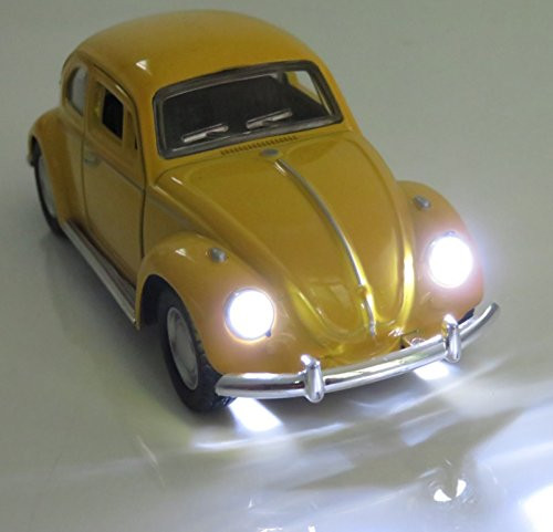 Berry President Classic 1967 Volkswagen Vw Classic Beetle Bug Vintage 1-32 Scale Diecast Metal Pull Back Car Model Toy for Gift-Kids -Yellow-