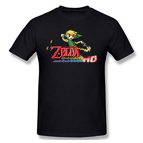 Lapitary Men T-Shirt The Legend of Zelda Wind Waker HD Cotton Short Sleeve Shirt S Black