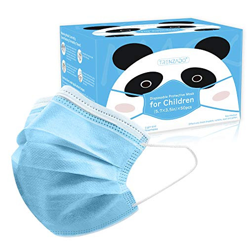 50pcs Disposable Face Mask 3-Layer Masks for Kids Children School Daily Use - Blue
