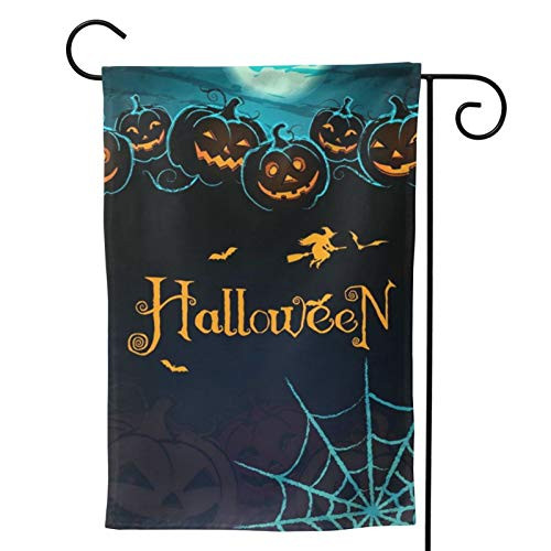 CUICAN Happy Halloween Pumpkin Night Pumpkin for Outdoor Porch Yard Garden Double Sided Flags 12-5x18 inch