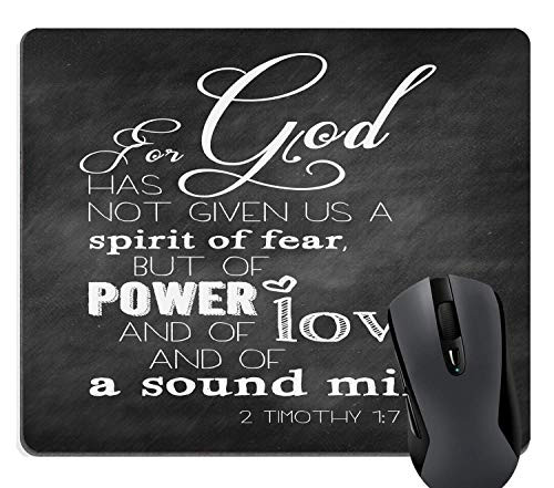 Gaming Mouse Pad Christian Bible Verse Scripture Inspirational Quotes Black Chalkboard Print Art 2 Timothy 17  for God has not Given us a Spirit of F