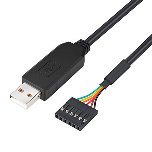 DTECH FTDI USB to TTL Serial Adapter 5V UART Cable 6 Pin Female Socket Header FT232RL Chip Data Cord for Windows 10 8 7 Linux MAC OS -3-Meter  Black-