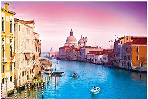 Jigsaw Puzzles 1000 Piece Venice Water City Large Puzzle Boat on Water Paintings Jigsaw Puzzle Educational Intellectual Decompressing Fun Game