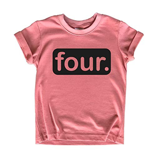 Unordinary Toddler 4th Birthday Girl Outfit Shirt Girls 4 Year Old Fourth Four Years Happy Bday Shirts -Black on Mauve  4 Years-