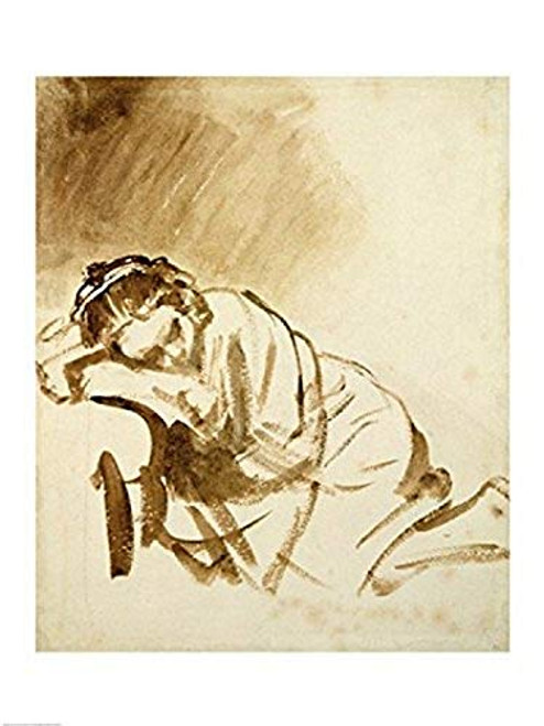Posterazzi A Young Woman Sleeping Poster Print by Rembrandt van Rijn  -18 x 24-