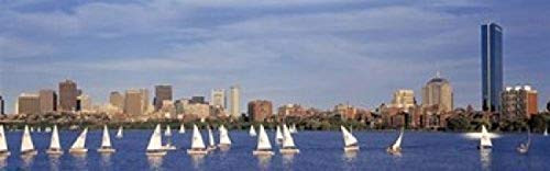 Posterazzi PPI62822L USA Massachusetts Boston Charles View of Boats on a River by a City Poster Print  36 x 12