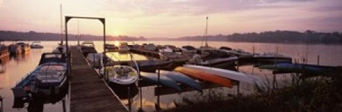 Boats in a lake at sunset Lake Champlain Vermont USA Poster Print -18 x 6-