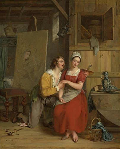Anthony Van Dyck In Love With His Model By Gustave Wappers 1827 Belgian Painting Oil On Panel Painter Anthony Van Dyck Kneels And Embraces His Relucta