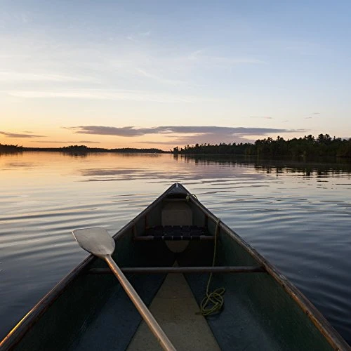 Posterazzi A Boat And Paddle On A Tranquil Sunset Lake Of The Woods Ontario Canada Poster Print  -24 x 24-