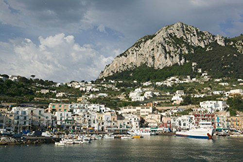 Posterazzi Boats moored at a port Capri Naples Campania Italy Poster Print  -27 x 9-