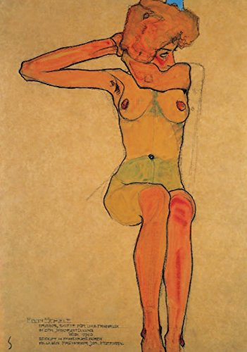 Gertrude Schiele with raised right arm 1910 Poster Print by Egon Schiele -18 x 24-