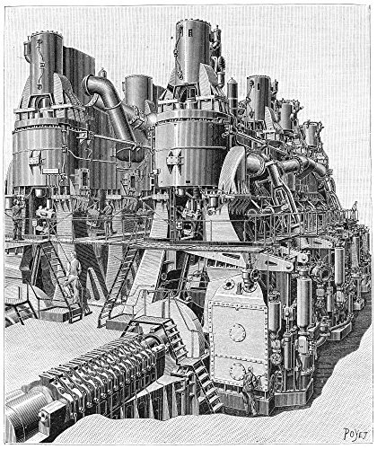 Steam Engine 1893 Nthe Steam Engine Used In The British Trans-Atlantic Steamships Campania And Lucania Line Engraving 1893 Poster Print by -18 x 24-