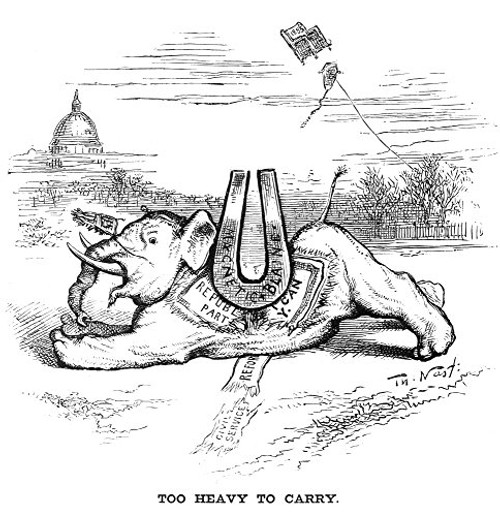 Nast Blaine Cartoon 1884 NToo Heavy To Carry Cartoon 1884 By Thomas Nast Illustrating The Heavy Burden The James G Blaine Candidacy Was To The Republi Nast Blaine Cartoon 1884 NToo Heavy To Carry Cartoon 1884 By Thomas Nast Illustrating The Heavy Burden The James G Blaine Candidacy Was To The Republi