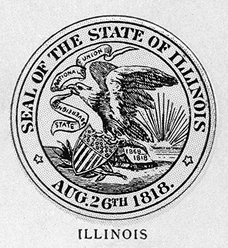 State Seal Illinois Nwood Engraving C1868 Poster Print by -18 x 24-