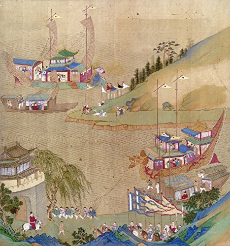 China Emperor And Boats Nyang Ti Sui Emperor Of China -604-618- And His Fleet Of Sailing Craft Including A Dragon Boat Being Pulled Along The Grand Ca