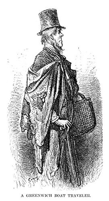 Dor London 1873 NA Greenwich Boat Traveler Wood Engraving After Gustave Dor From The Series London A Pilgrimage 1873 Poster Print by -18 x 24-
