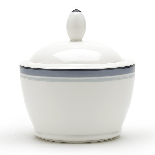 Noritake Java Graphite Swirl Sugar Bowl with Cover, 9-ounces