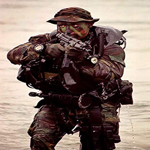 A Navy SEAL exits the water armed and alert for action Poster Print by Michael WoodStocktrek Images -11 x 17-