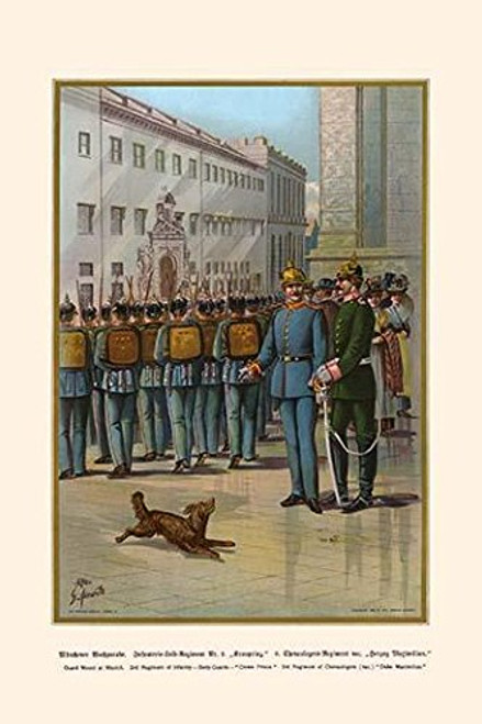 Guard Mount at Munich - 2nd Regiment of Infantry - Body Guards Crown Prince 3rd Regiment of Chevaulegers D Poster Print by G Arnold -18 x 24- Guard Mount at Munich - 2nd Regiment of Infantry - Body Guards Crown Prince 3rd Regiment of Chevaulegers D Poster Print by G Arnold -18 x 24-