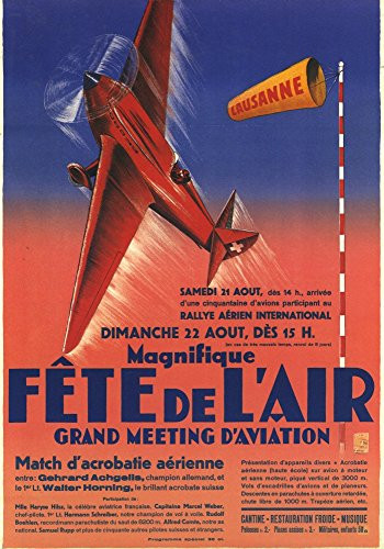 Monoplane Flying Around a windsock on a Tower Poster Print by Unknown -18 x 24-