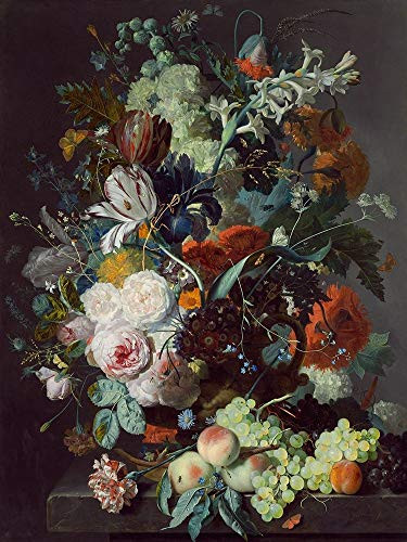 Posterazzi Collection Still Life with Flowers and Fruit Poster Print by Van Huysum Jan -28 x 22-