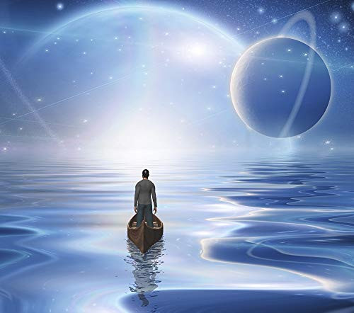 Posterazzi PSTRFF201057S Man in Boat Floats to Bright Horizon and Planets Photo Print  11 x 17  Multi