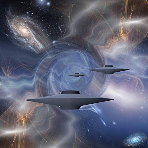 Posterazzi PSTRFF201171S Surreal Digital Art- Flying Saucers in Warped Space- 3D Rendering Photo Print  11 x 17  Multi
