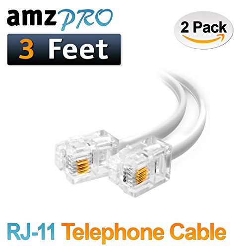 (2 Pack) 3 Feet White Short Telephone Cable Rj11 Male to Male 36 inch Phone Line Cord