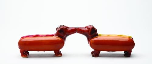 Happy Hot Dogs Daschund Salt and Pepper Shaker Set S/P
