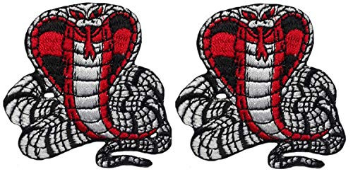 Pair of 2 Snakes Embroidered Patches Iron on Applique Snake Patch for Clothes -9-