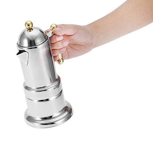 Stovetop Espresso Maker  Goick Stainless Steel Moka Maker  Kitchen Stovetop Espresso Pot with Safety Valve 4 Cups