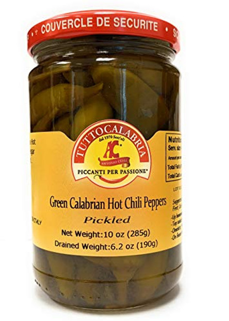 Pickled GREEN Hot Calabrian Chili Peppers 10 oz by TUTTOCALABRIA Pickled GREEN Hot Calabrian Chili Peppers 10 oz by TUTTOCALABRIA