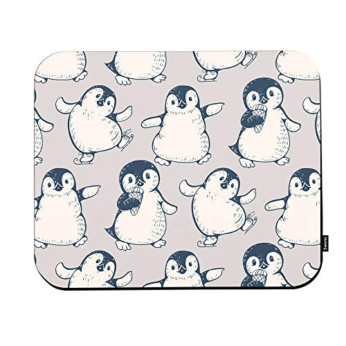 Swono Penguins Mouse Pads Cartoon Cute Penguins Pattern Mouse Pad for Laptop Funny Non-Slip Gaming Mouse Pad for Office Home Travel Mouse Mat 7-9X9-5