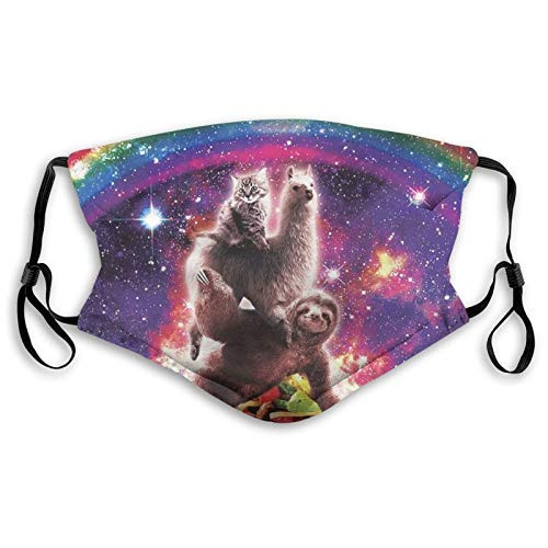 Windproof Activated Carbon msak Facial Decorations?Space Cat Llama Sloth Riding Taco Greeting Card?2 Filter? Adult